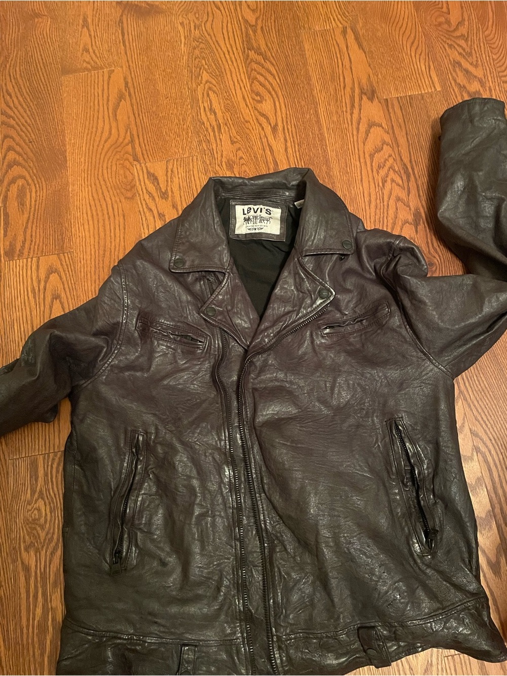 Levi's Men's Dark Brown Leather Moto-Style Bomber Jacket